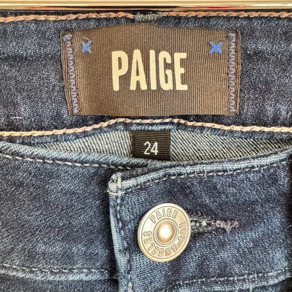 NWT Paige Hoxton Slim Straight Leg High Rise Jeans Monarch Blue Size 24 L34" - Picture 10 of 12